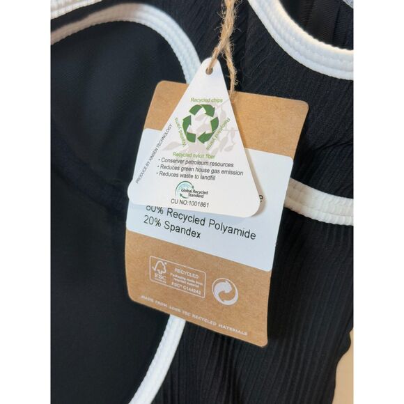 Berlook Women's Size M Black Contrast Trim Knotted One-Piece Swimsuit NWT - Picture 10 of 11